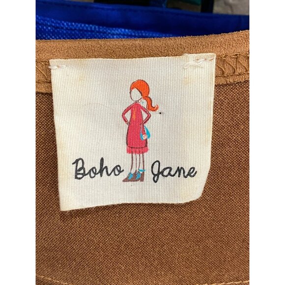 Tan Fringe Boho Vest With Embroidered Rose & Love & Peace Back Print OS - Picture 6 of 8